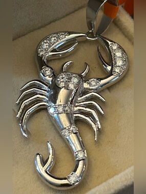 1.50CTW Moissanite 925 Sterling Silver Scorpion Men’s Pendant Necklace
